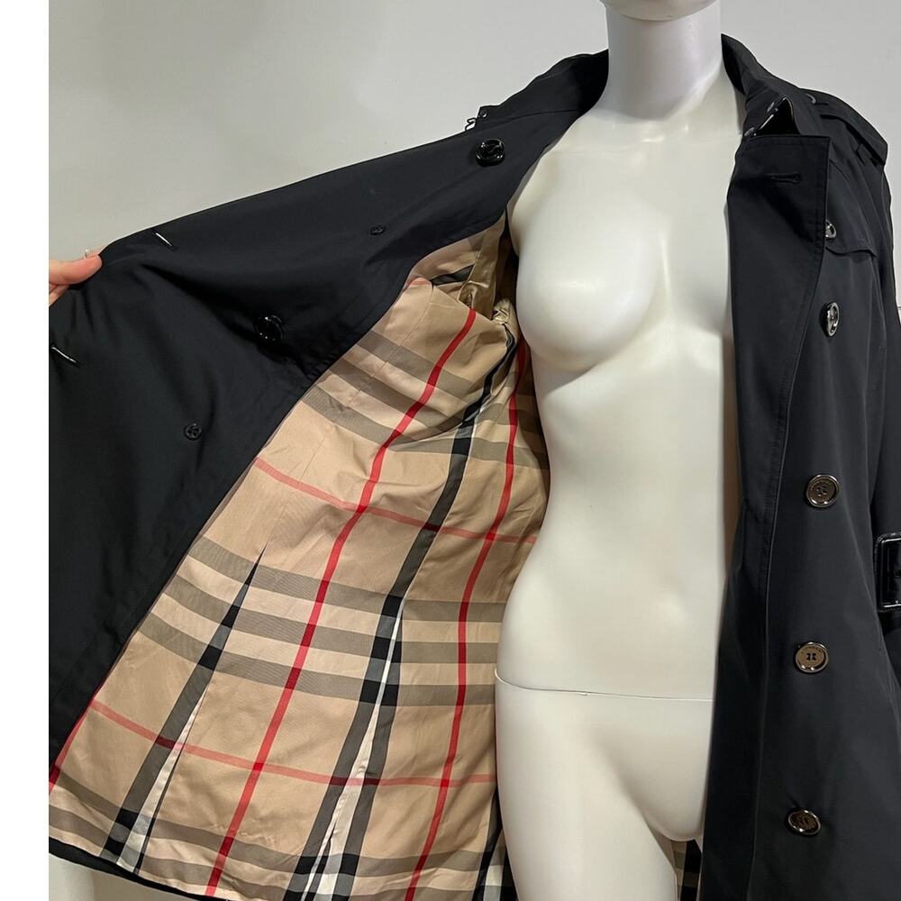 Authentic Burberry Brit Black Wool Lined Trench Jacket Coat IT 42 US 8 - Picture 4 of 11